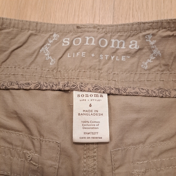Sonoma Tan Cargo Utility Streetwear Grunge Gorpcore Y2K Knee Length Skirt Sz 12 - Picture 3 of 7